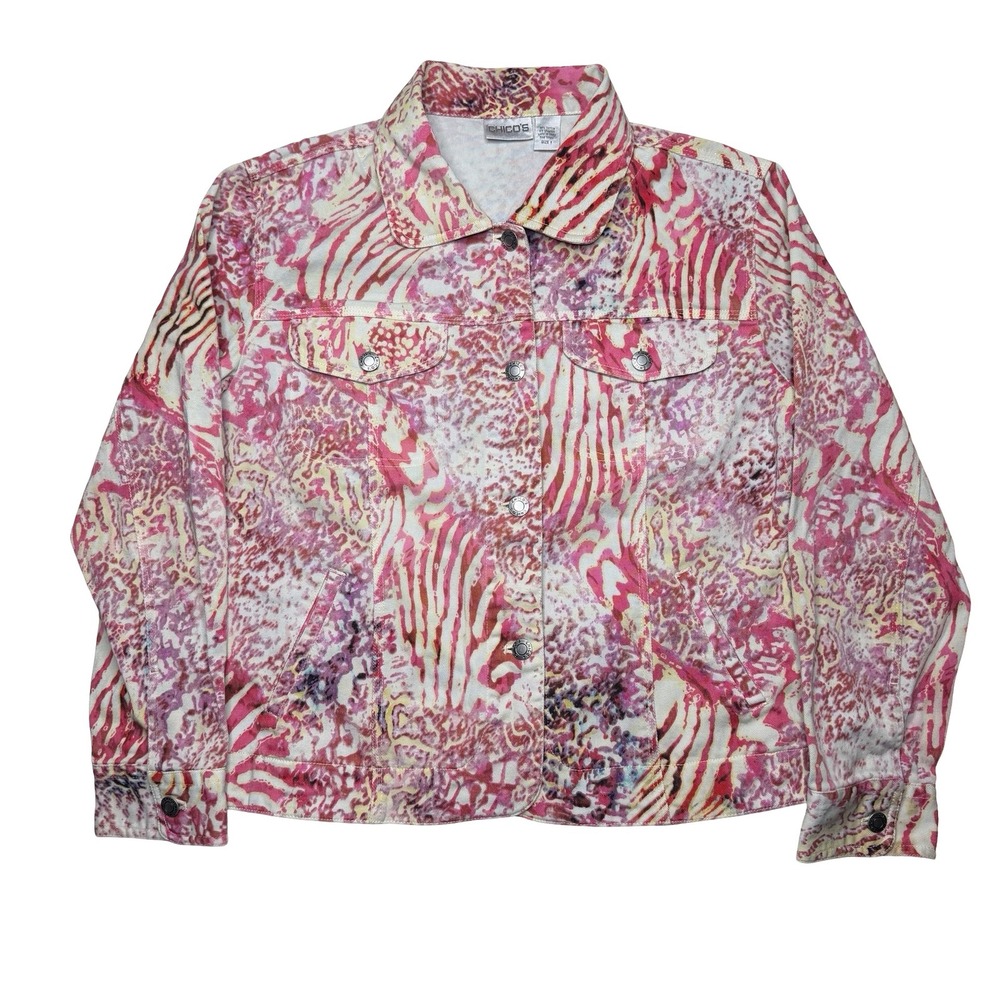 Vintage‎ Chico's women's pink tie dye denim jacket